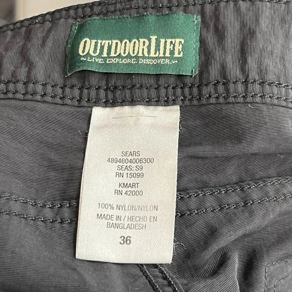 Outdoor Life Mens Shorts Black Nylon Lightweight size 35